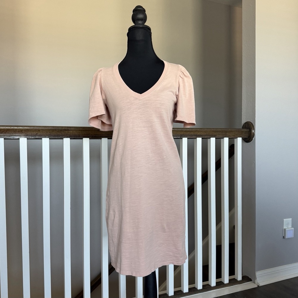 Nation LTD Mallory Flutter Sleeve Pink T-Shirt Dress Sz XS Feminine Boho Preppy